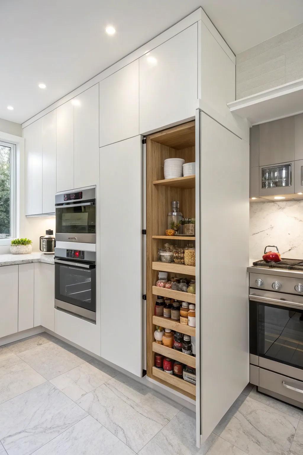 Covered holding keeps your kitchen looking clean and organized.