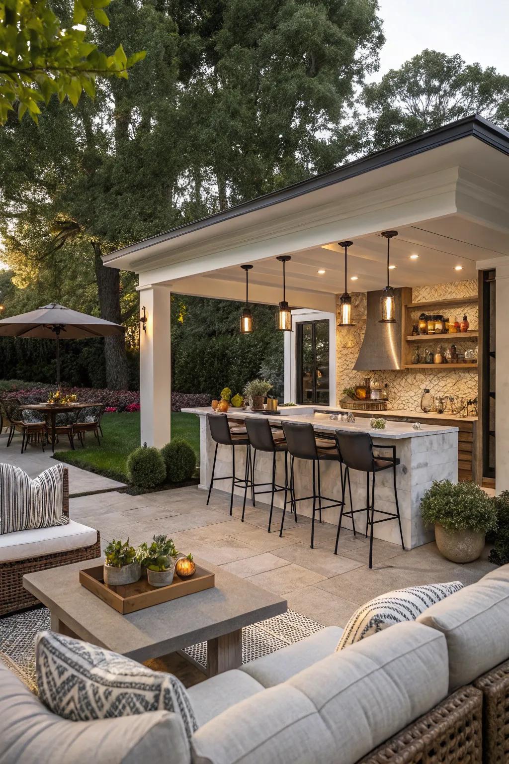 Multi-purpose outdoor spaces are perfect for entertaining.