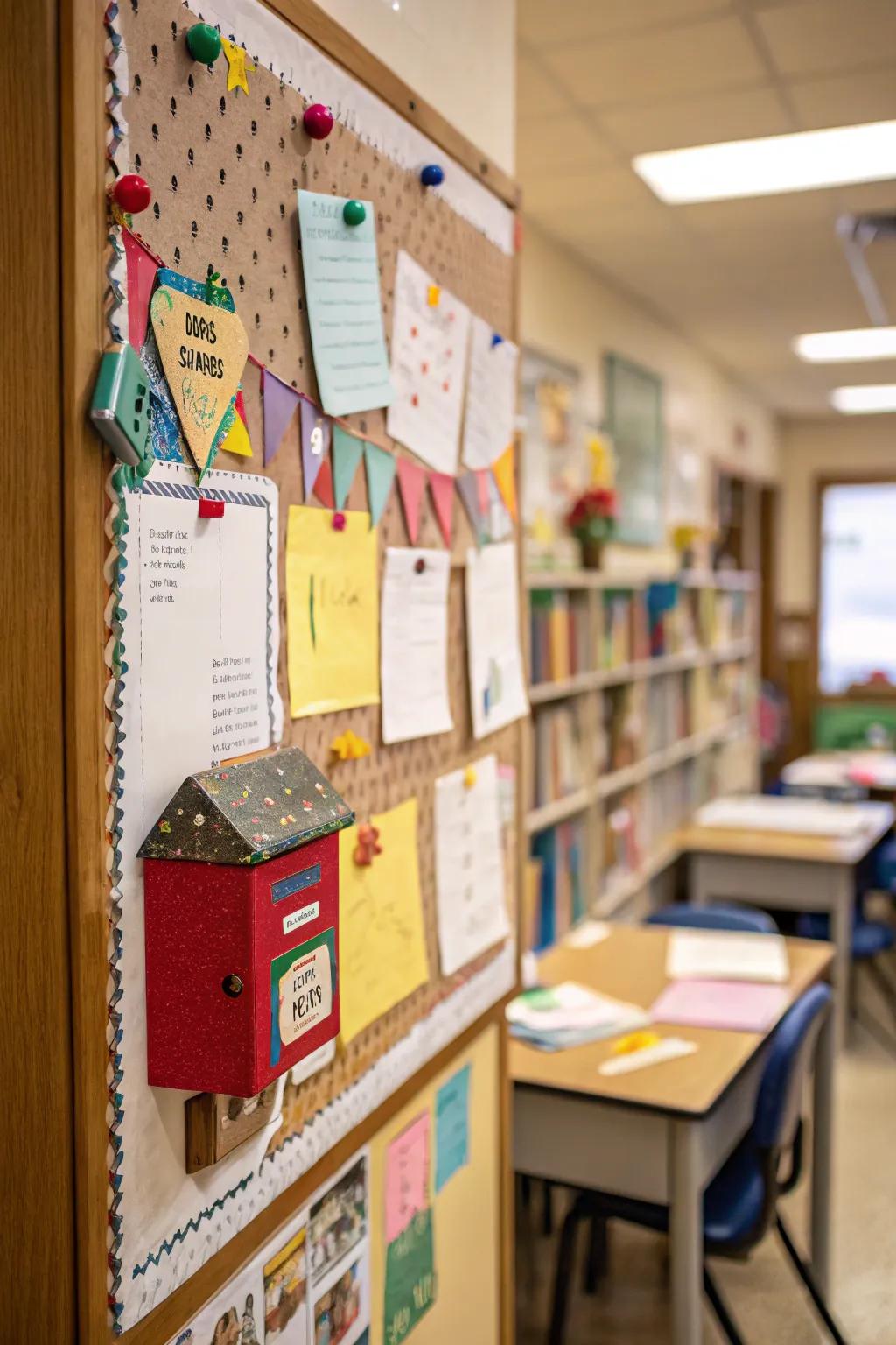 A Special Delivery bulletin board showcasing a postbox and envelopes.