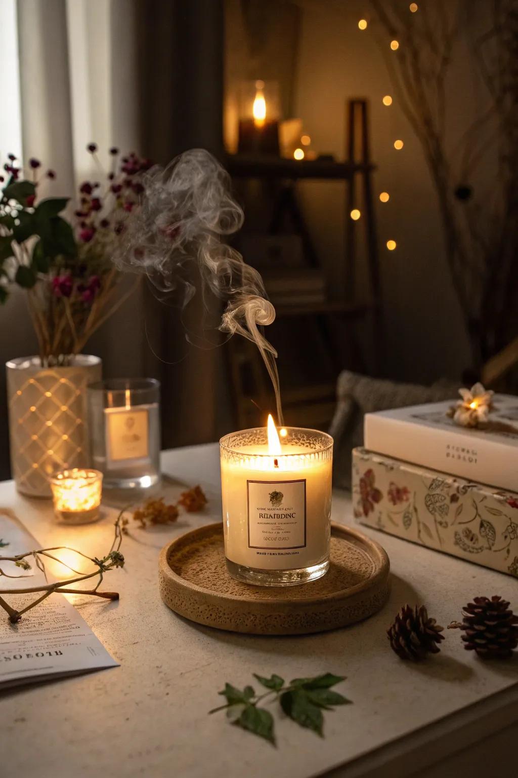 Scented lights fashion a comfortable and welcoming atmosphere.