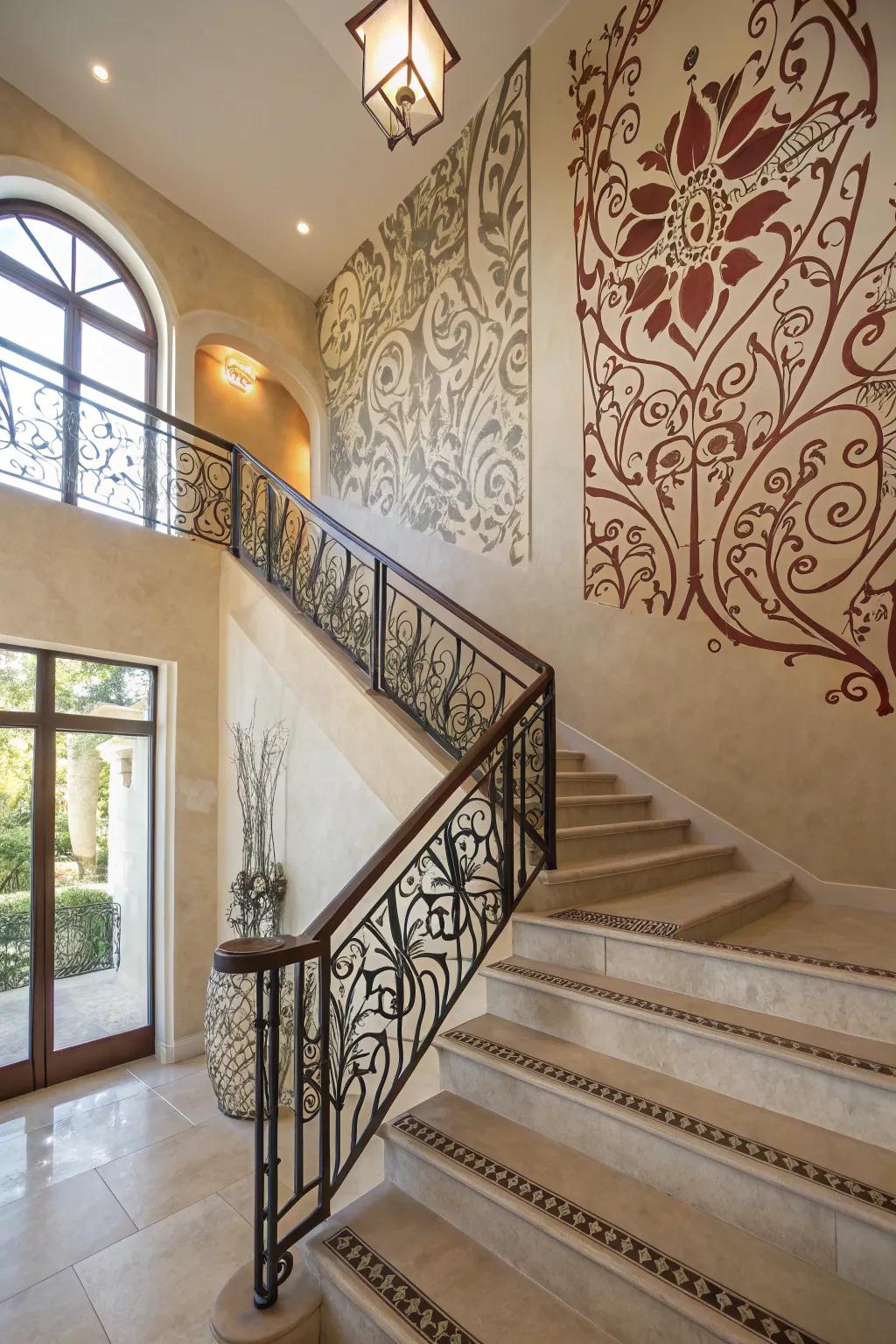 Change your staircase into a work of art using Venetian plaster.