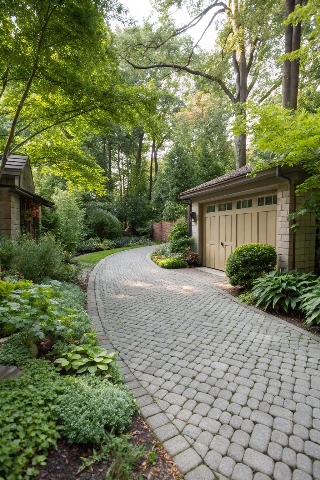 Permeable pavers provide a sustainable and functional driveway solution.