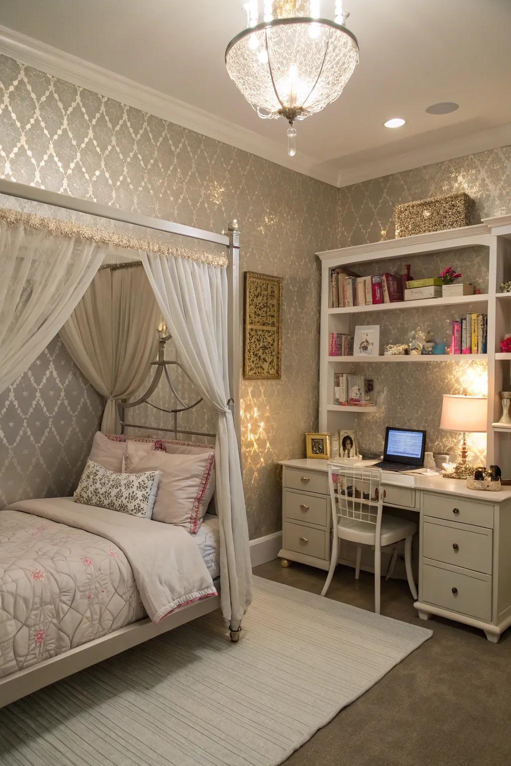 Metallic touches append allure and refinement.