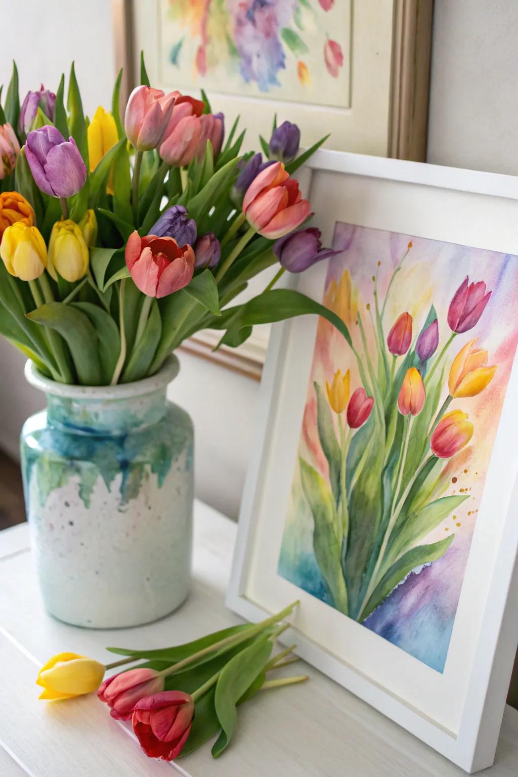 Vibrant tulips ushering in springtime warmth and welcome.