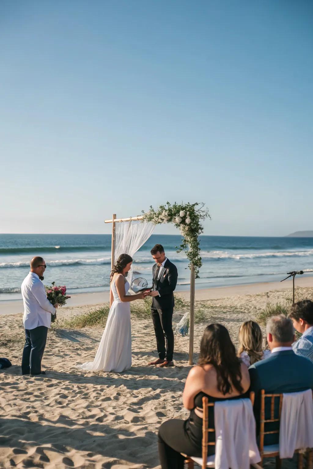 Inherent beauty with a seaside background.