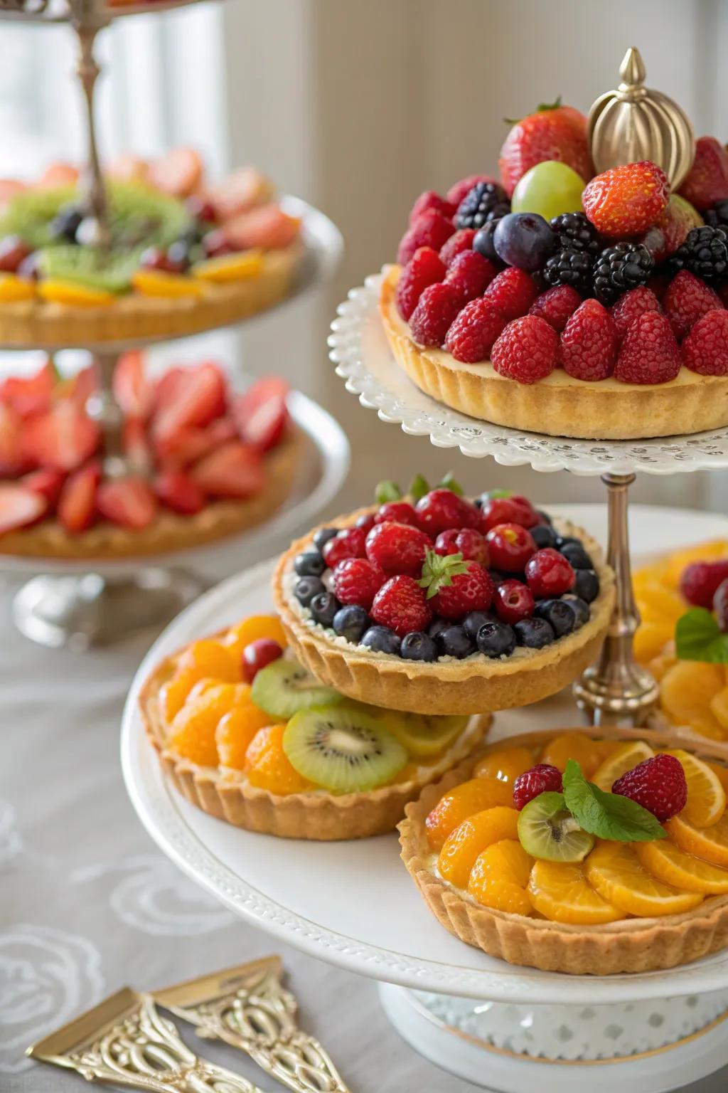 A refreshing collection of fresh berry tarts for a light dessert option.