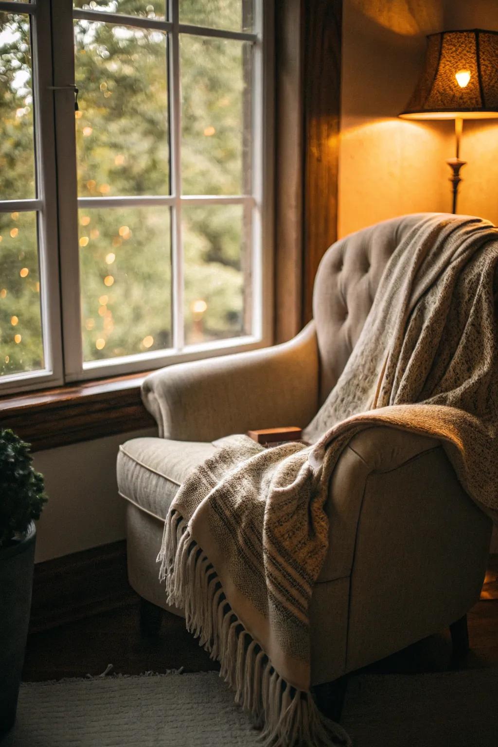 A cozy retreat provides a superb getaway for unwinding.