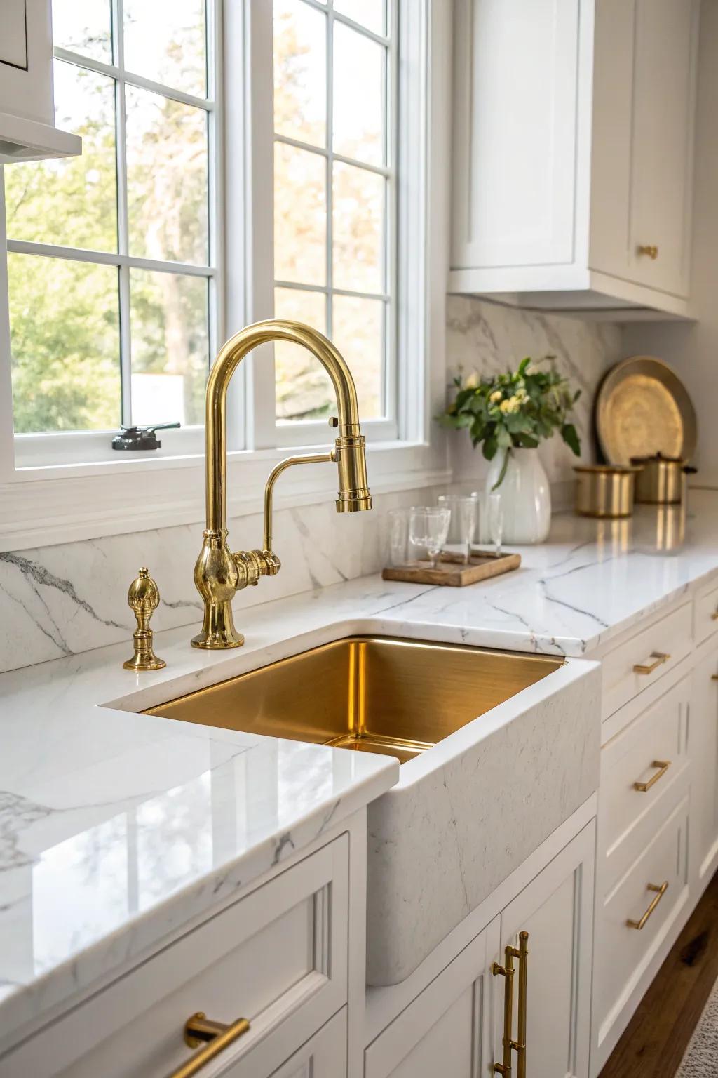 A gilded sink makes a daring and unforgettable statement.