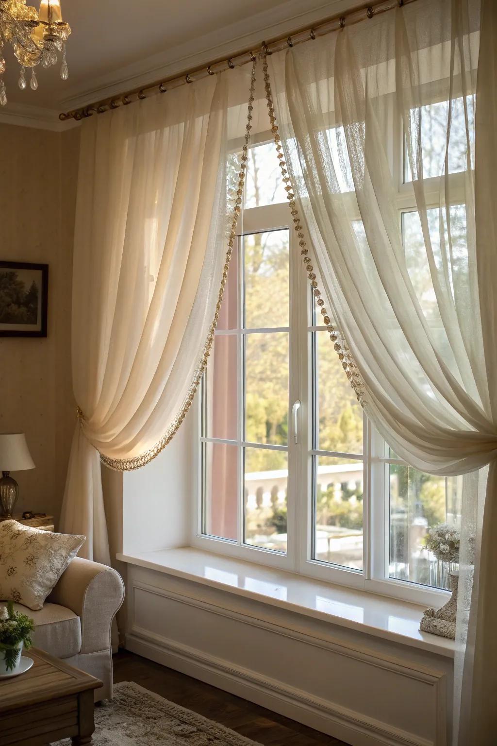 Lend a romantic touch to your windows with sophisticated sheer drapery.