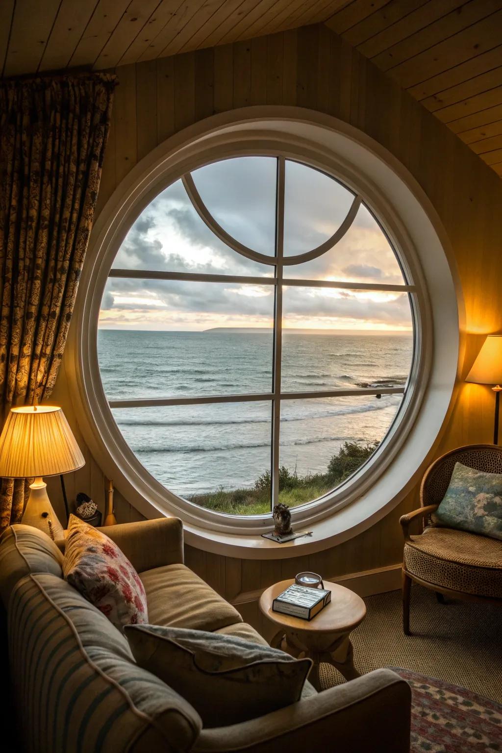 Round windows contribute a spirited, maritime element.