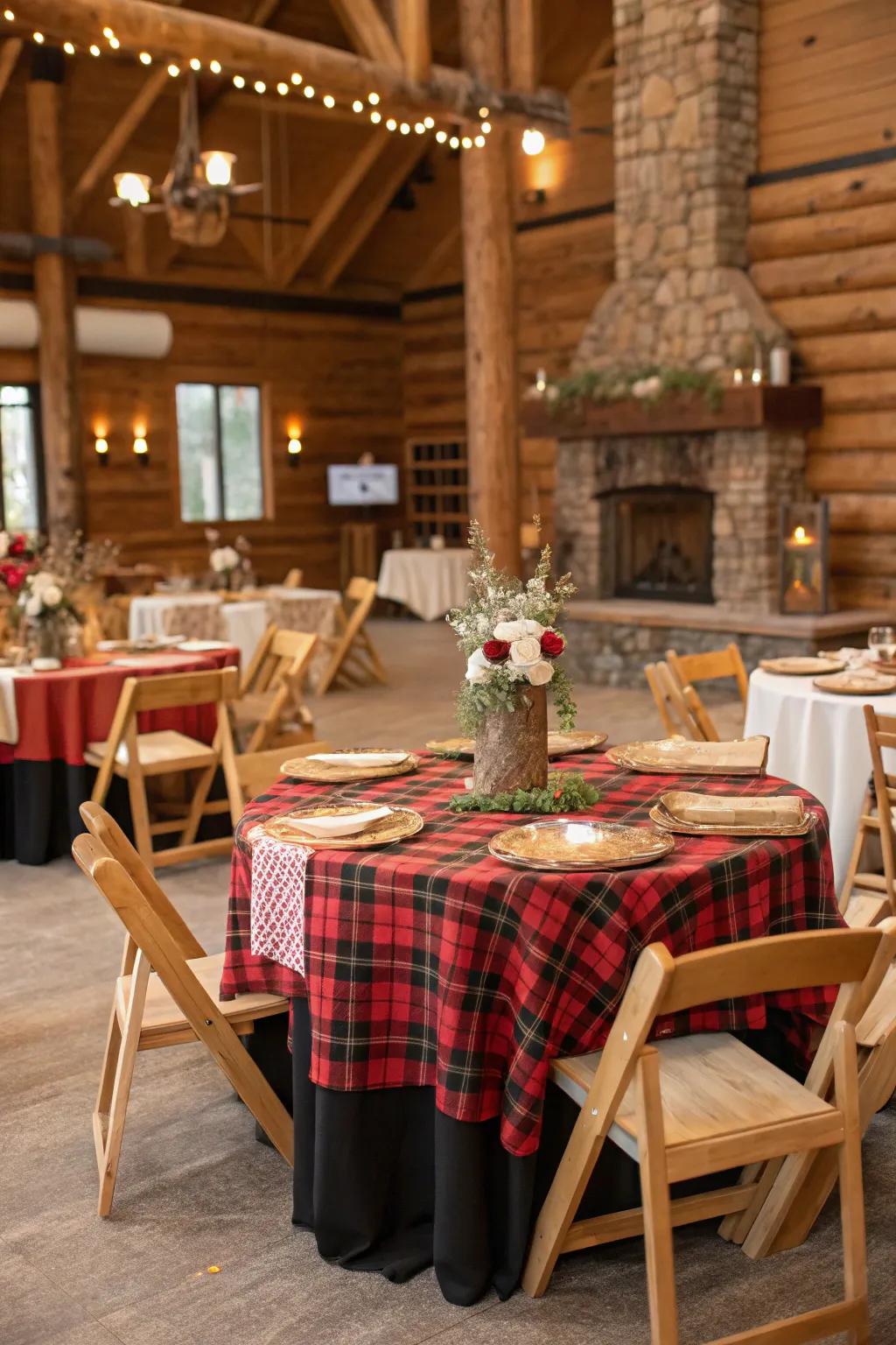 A cozy baby shower with a country lodge theme.