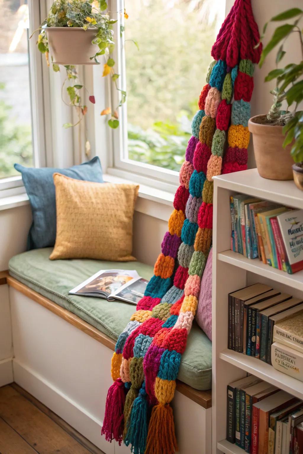 Wool yarns add warmth and texture to winter swags.