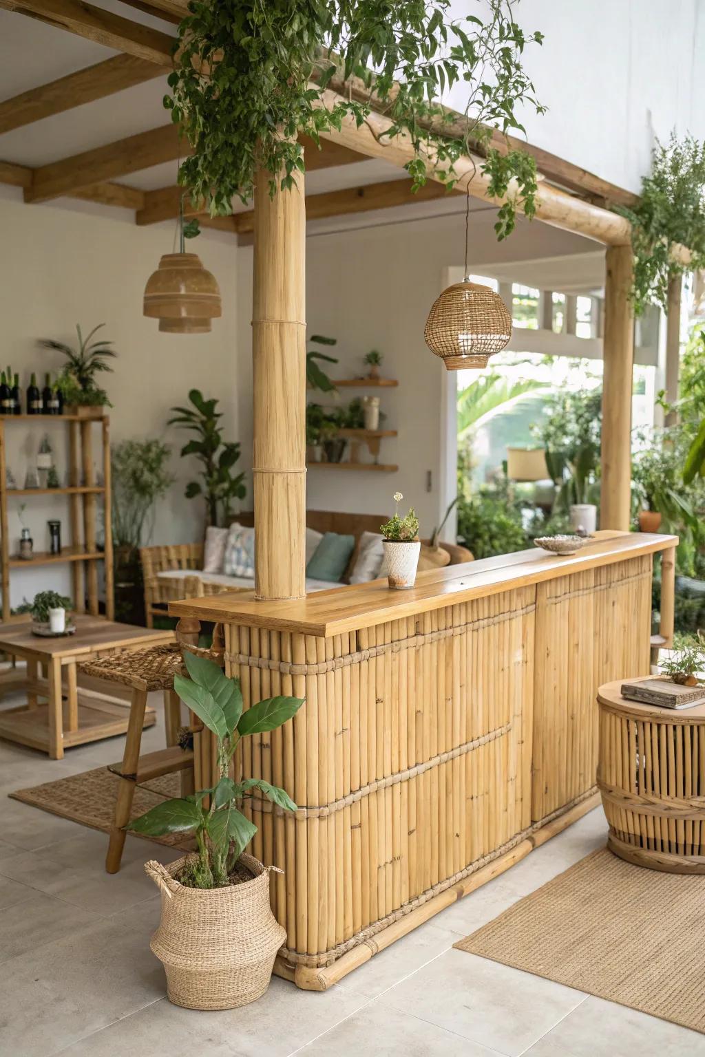 An eco-friendly bamboo bar contributing a natural touch.