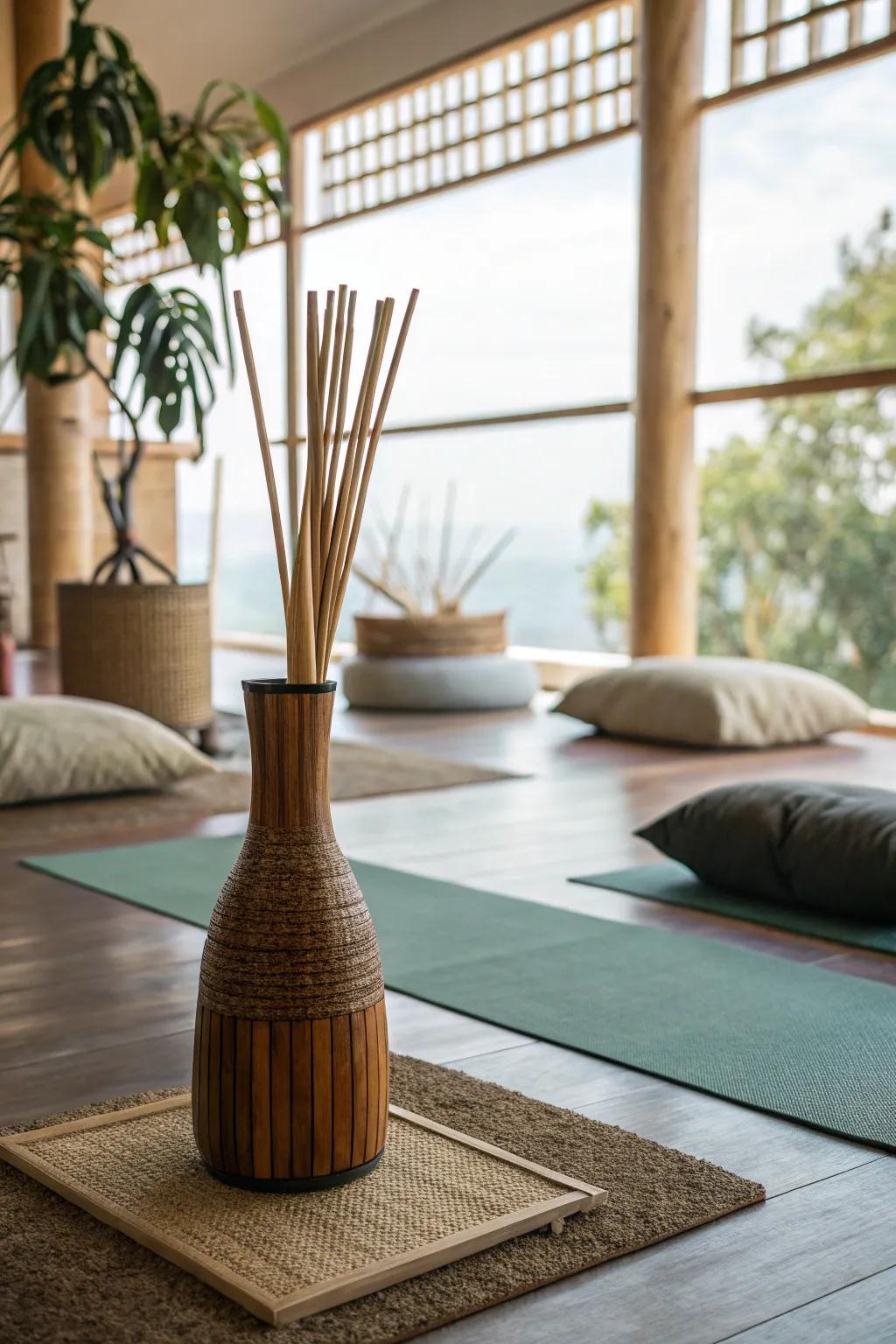 Infuse tranquility into your setting using zen-inspired wooden vases.