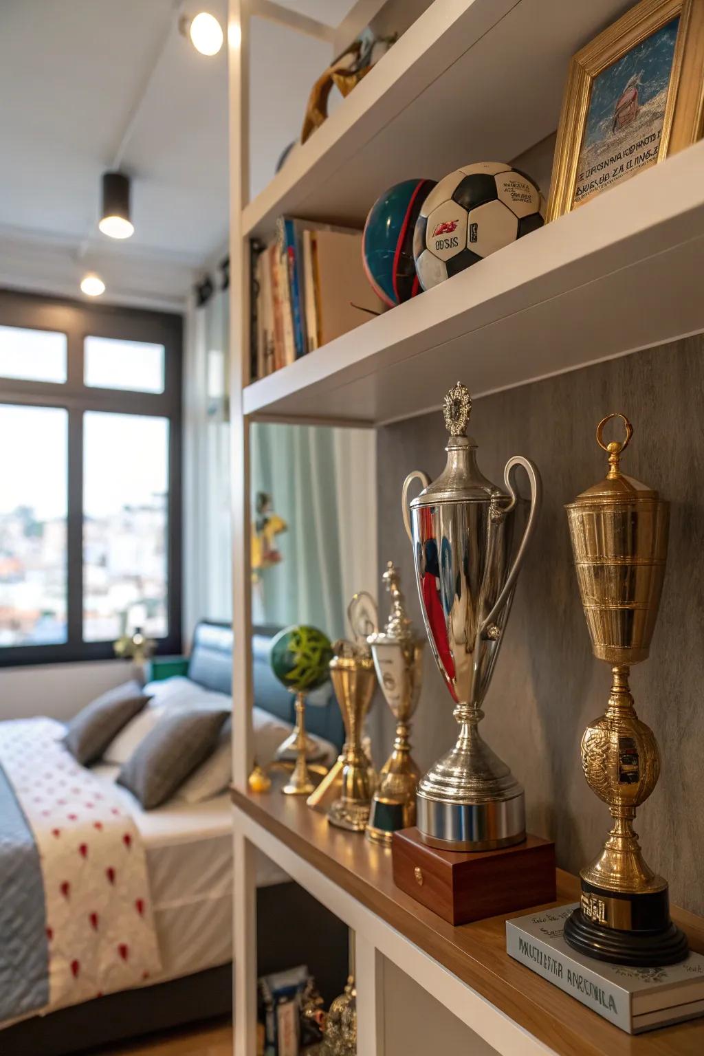 Personal mementos contribute to the uniqueness and character of the room.