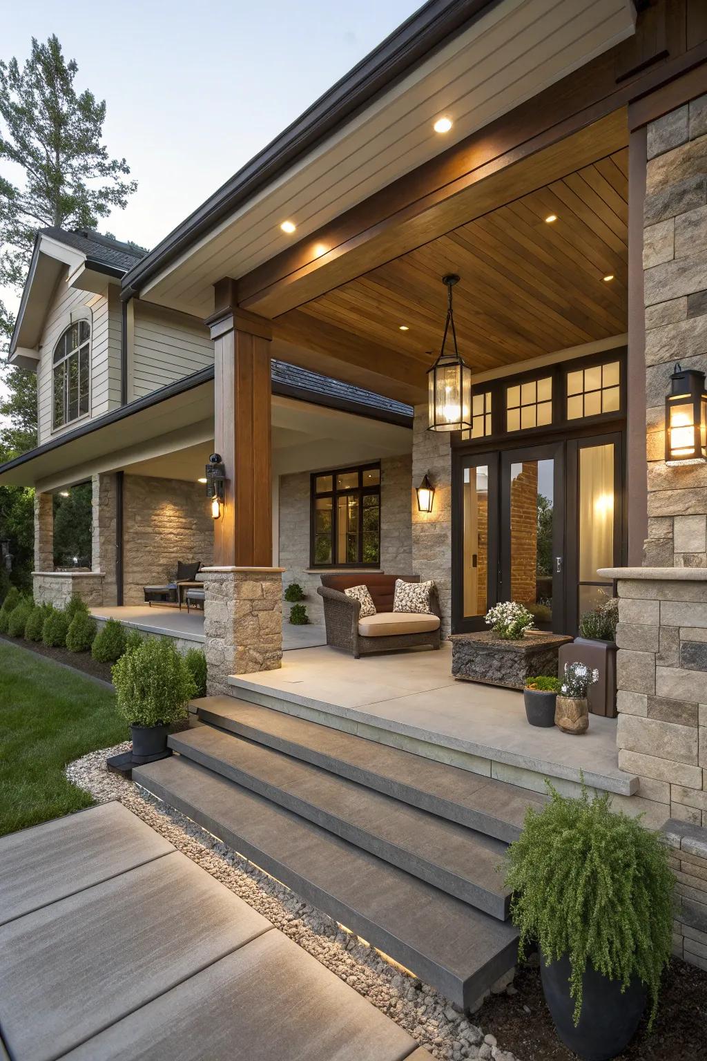 A hint of luxury enhances a contemporary porch.