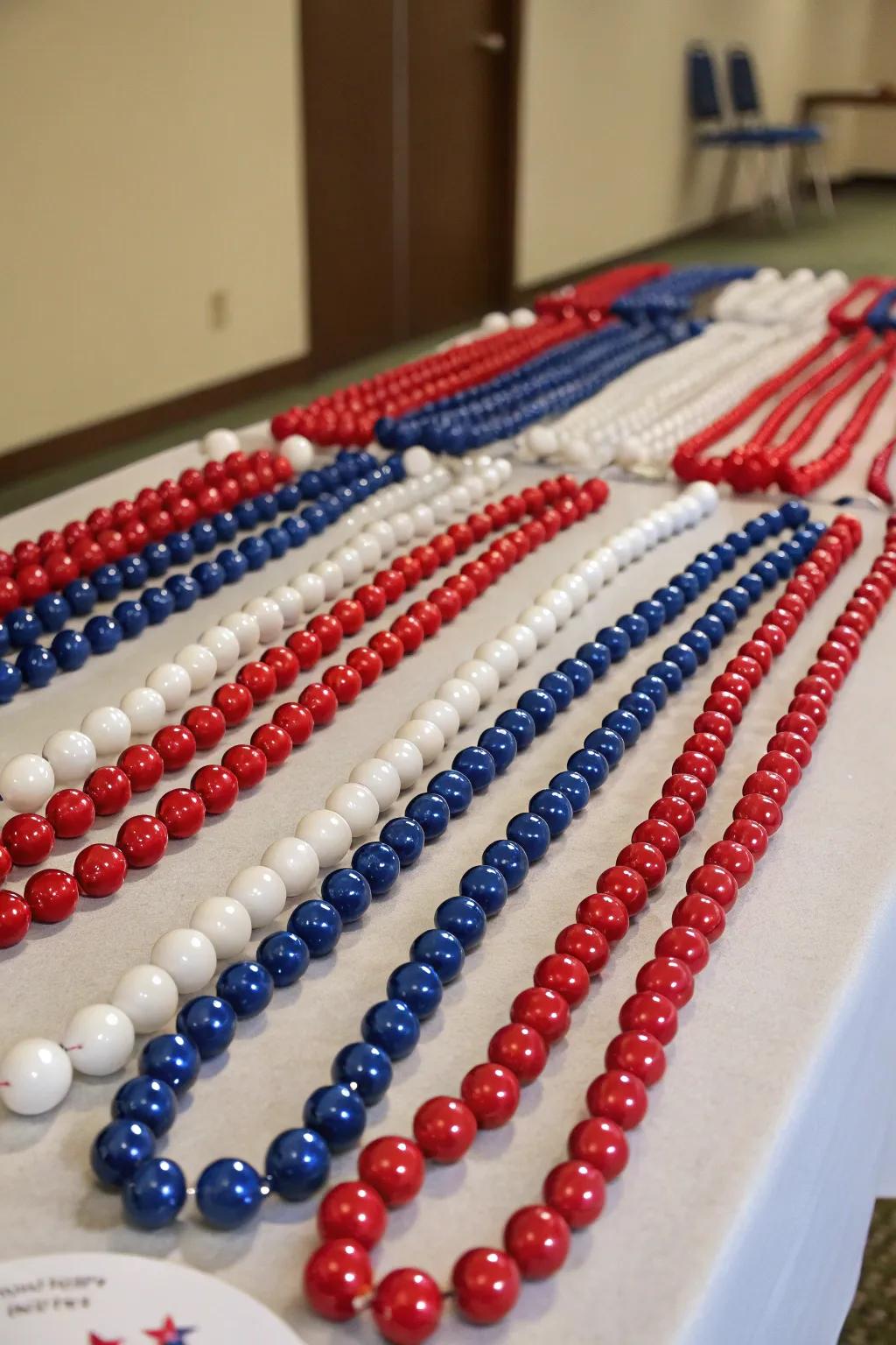 Patriotic strand necklaces for party flair