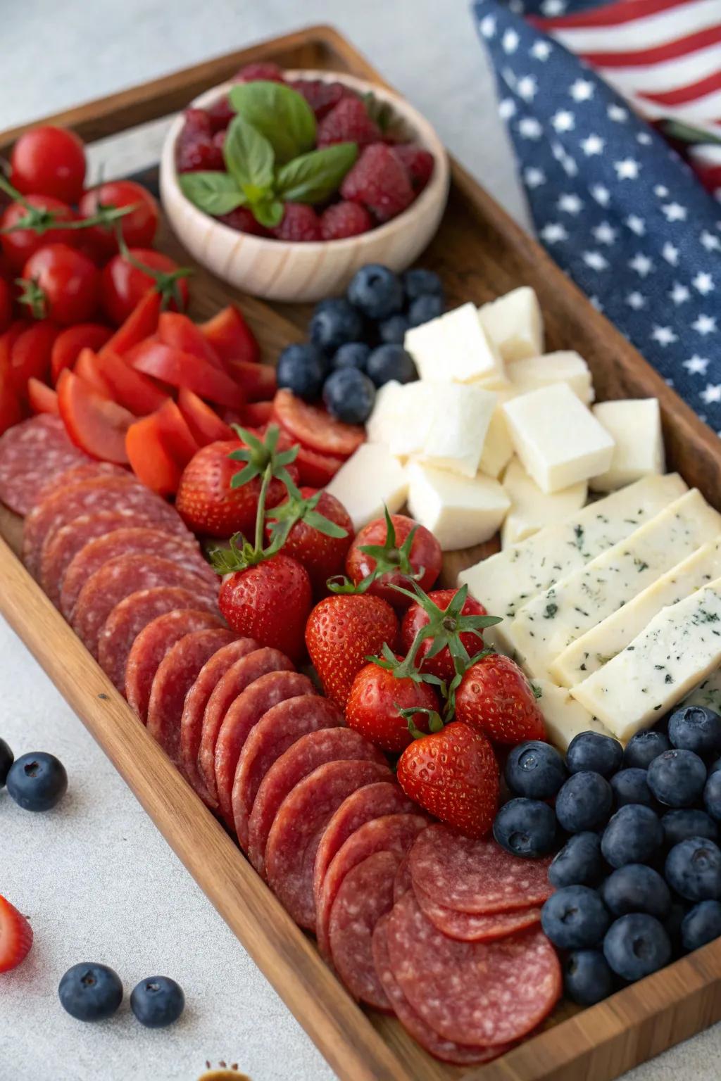 Present a snack arrangement that is equally delicious and decorative.