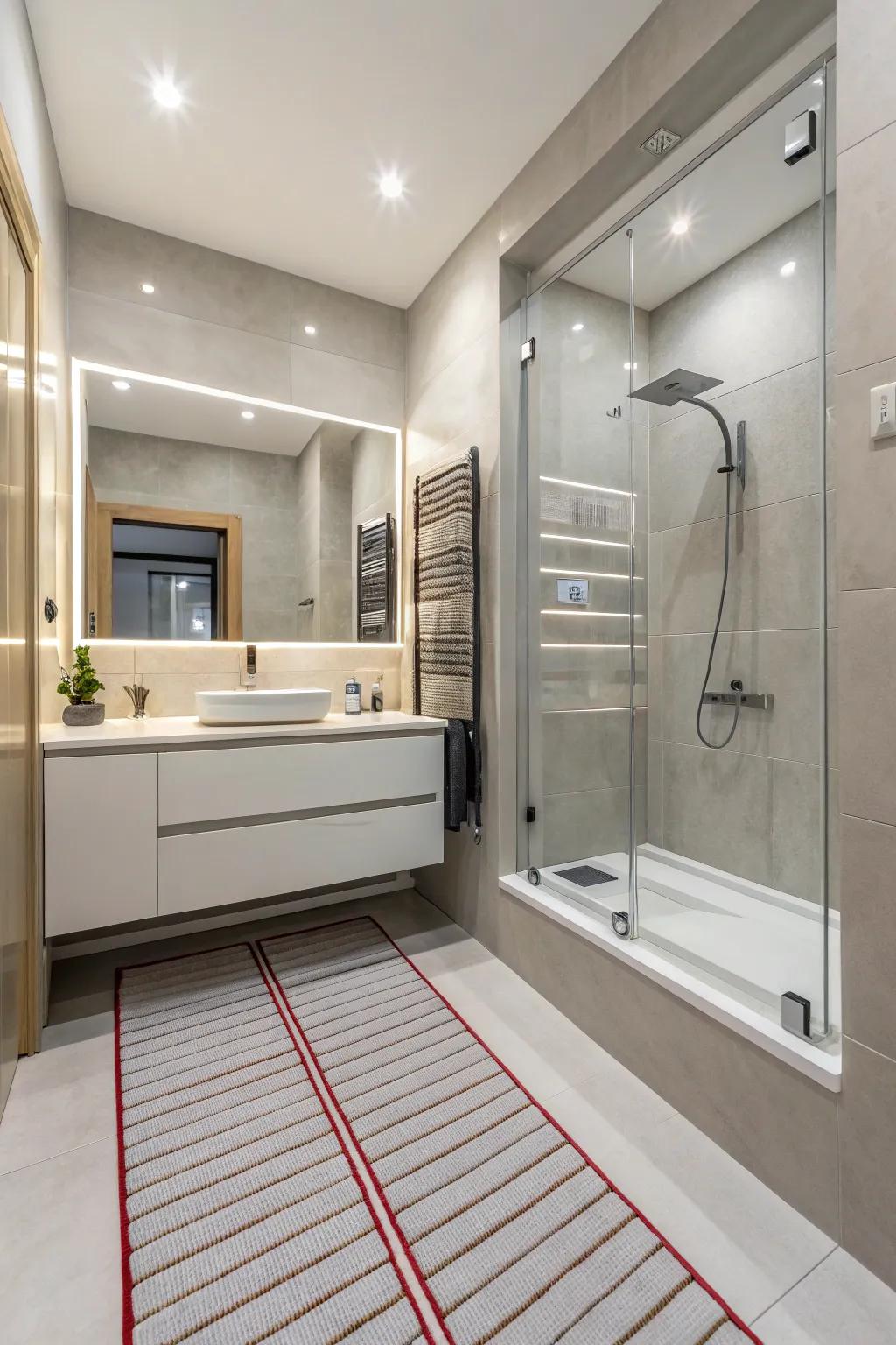 Underfloor heating imparts warmth and opulence devoid of occupying extra area.