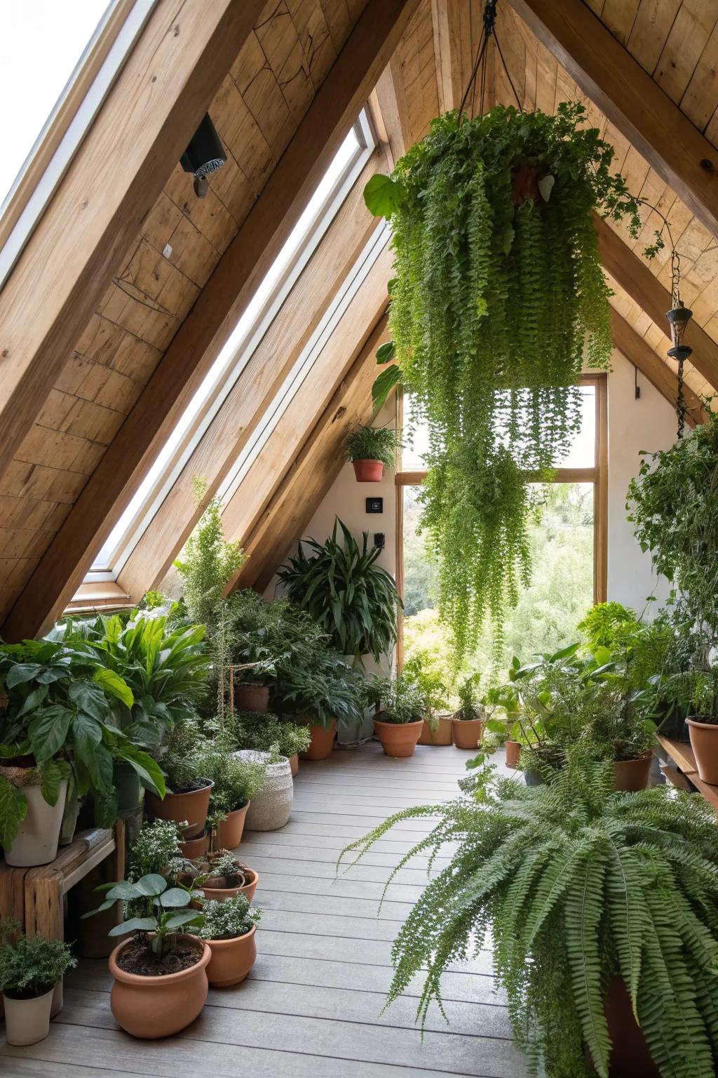 An indoor plant oasis brings nature inside and revitalizes your attic.