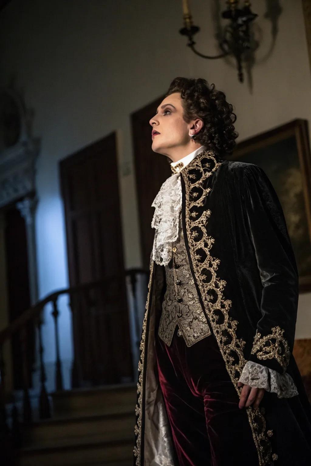 An aristocrat swathed in gothic opulence.
