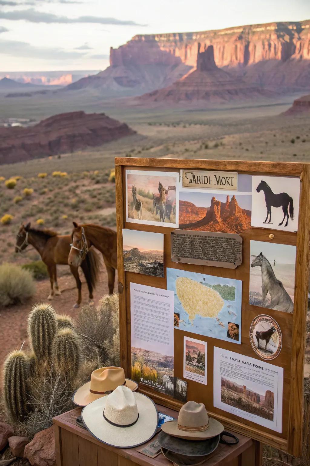 A spirited wild west scene with iconic western elements.