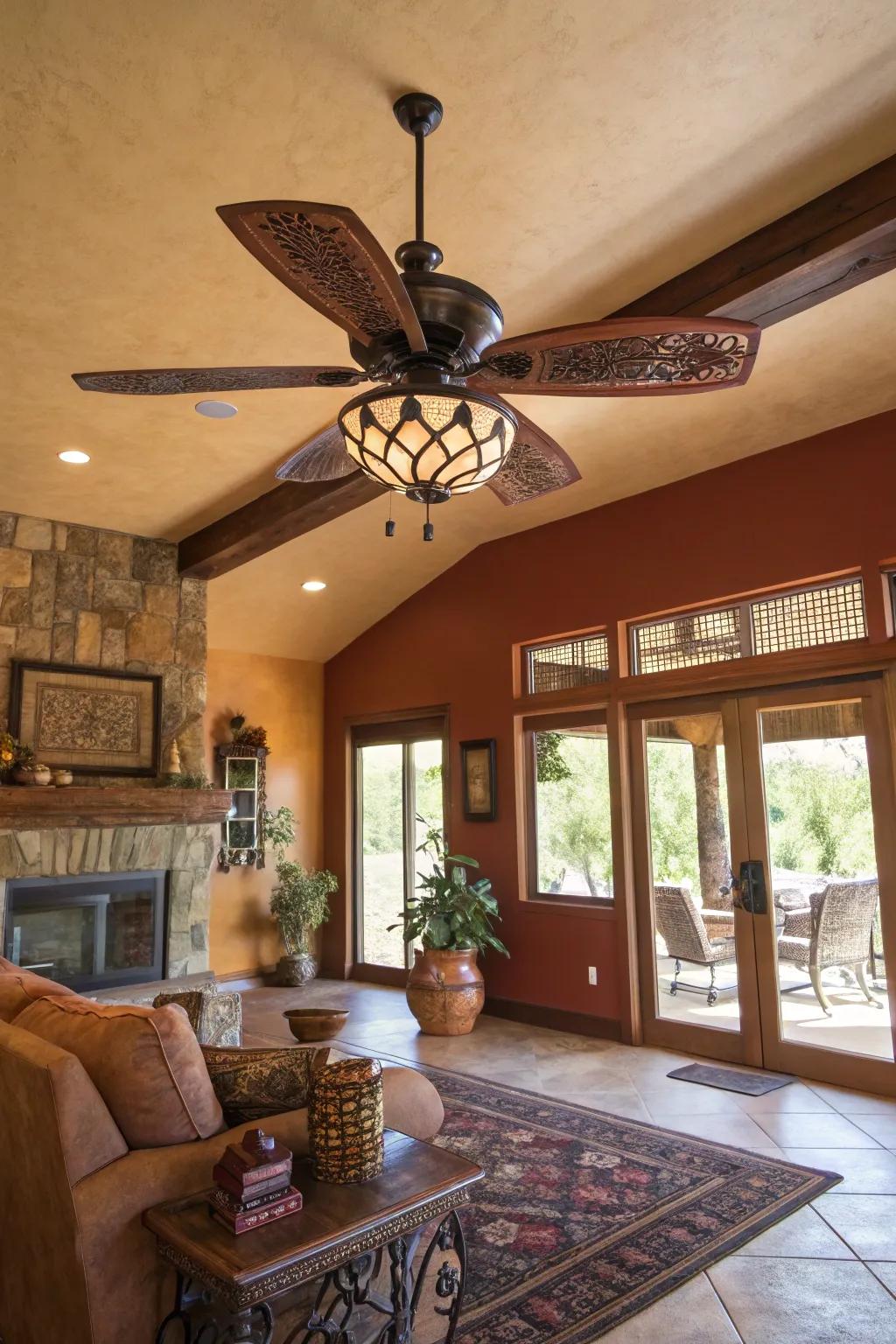 An air circulator is both functional and fashionable in an Arizona room.