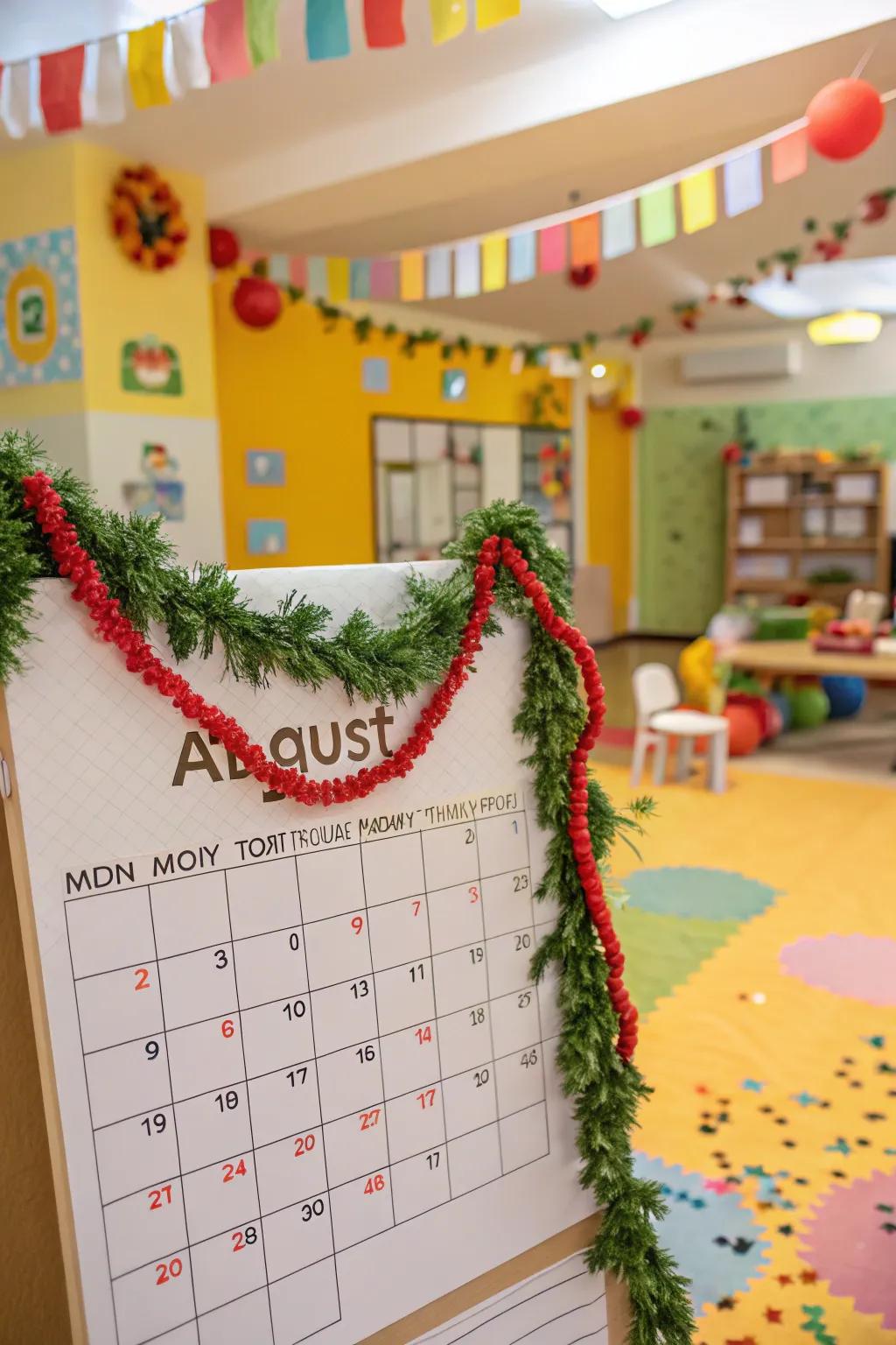 Enjoy each day using celebratory ribbon accents on your calendar.