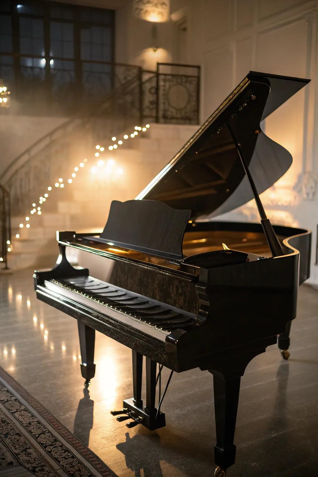 Accent illumination enriches the allure of the piano.