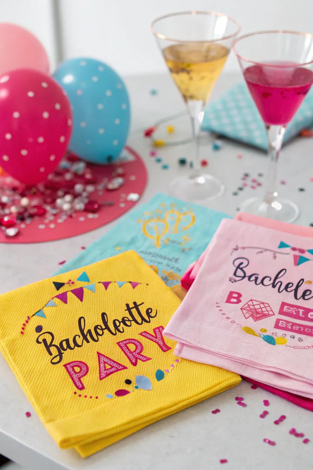 Theme-related napkins that feature a playful pattern.