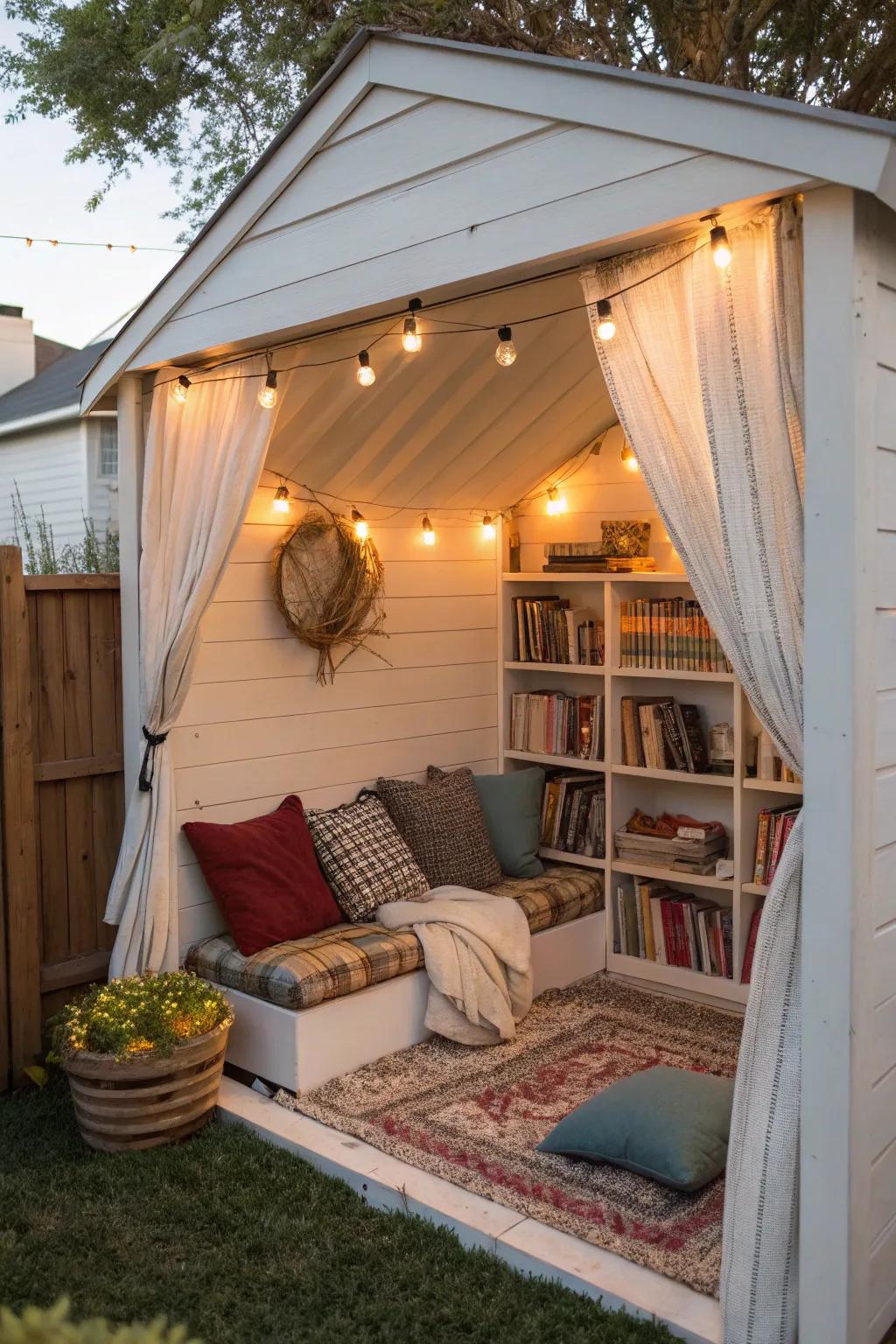 A reading spot offers a quiet refuge.