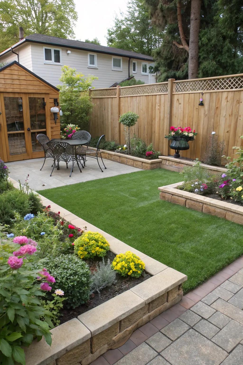 Artificial turf provides a verdant, low-maintenance lawn