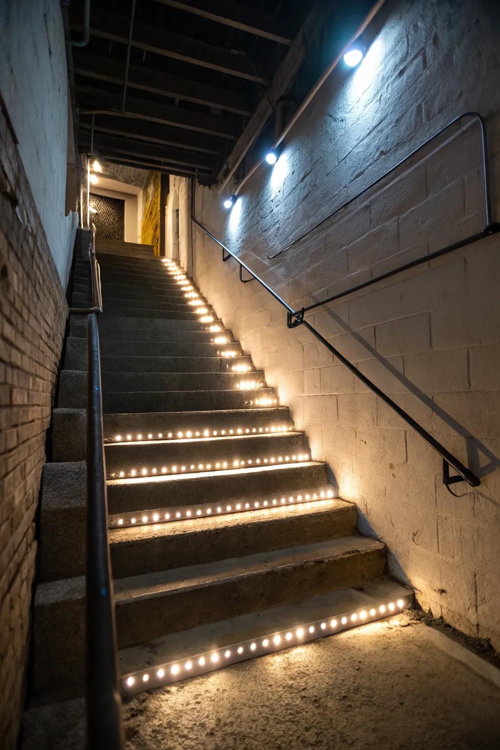 Staircase lamps ensure security and style within your basement.