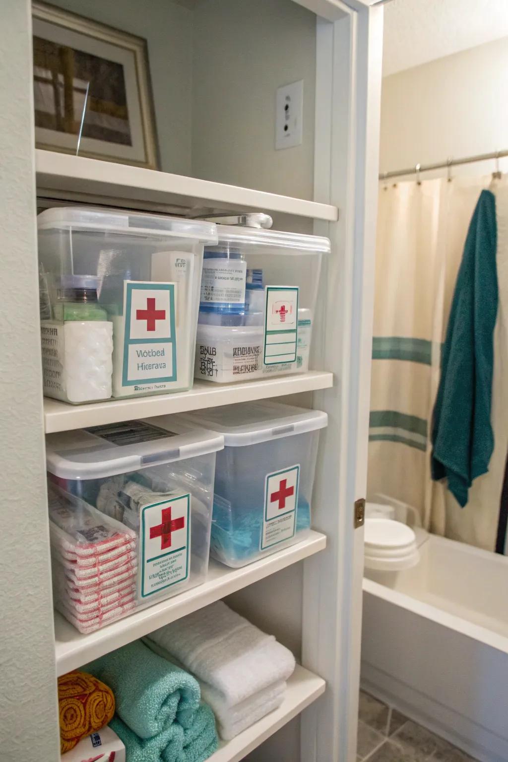With a designated first aid station, essentials are always close at hand.