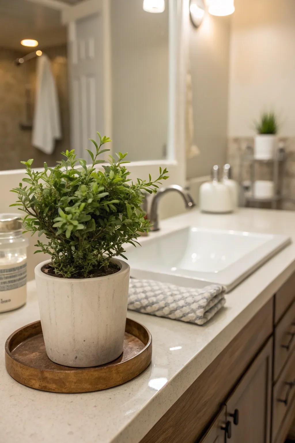 An impression of greenery can transform your bathroom into a refreshing haven.