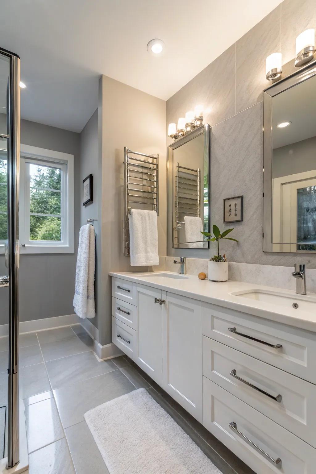 Magnetized accommodations ensure streamlined and effortless towel storage.