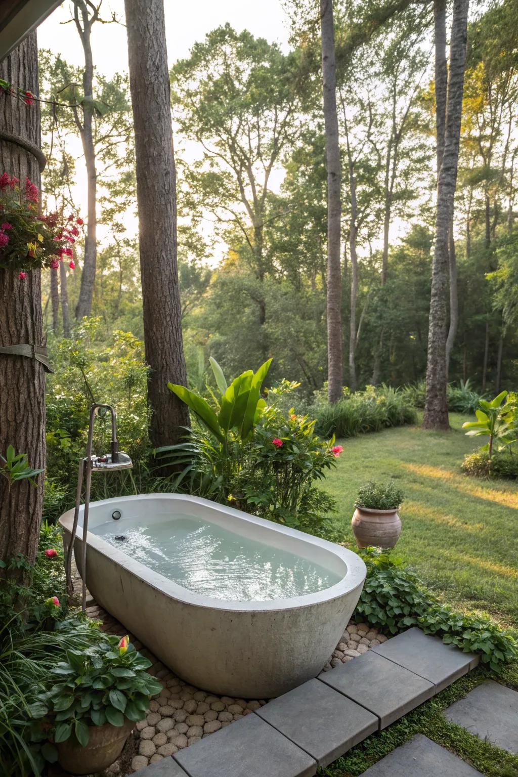 Engage with nature through an open-air tub experience.
