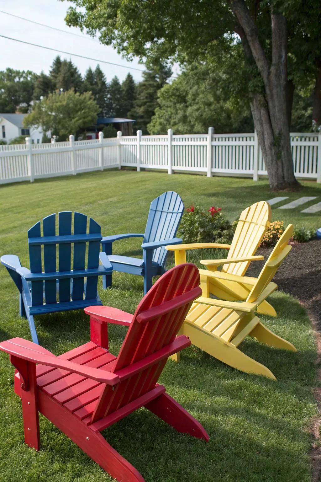 Seaside chairs add ease and a splash of color to any outdoor space.