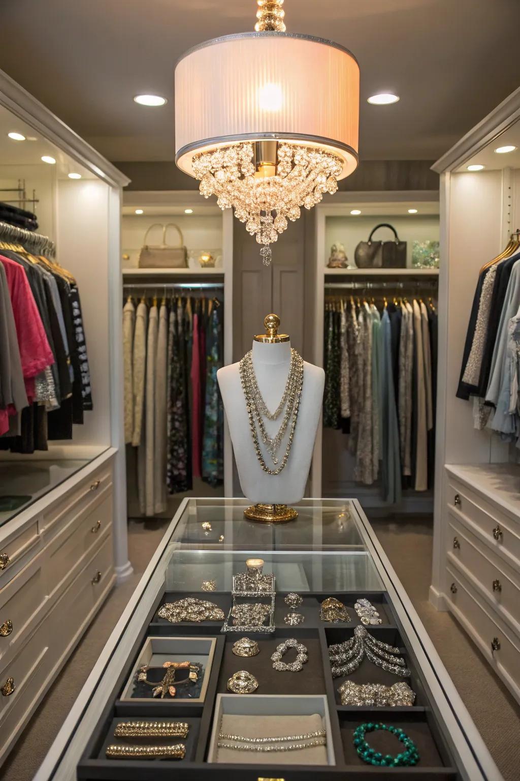 A jewelry display adds functionality and glamour to your closet.