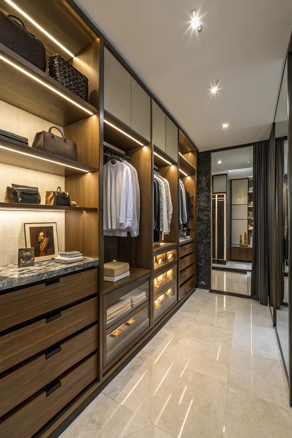 Walk-in closets offer ample storage and a sense of luxury.