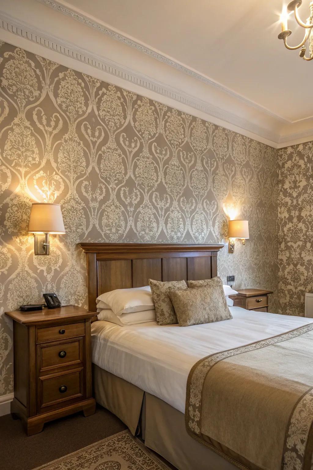 Wallpaper can introduce sophistication and depth to your bedroom's aesthetic.