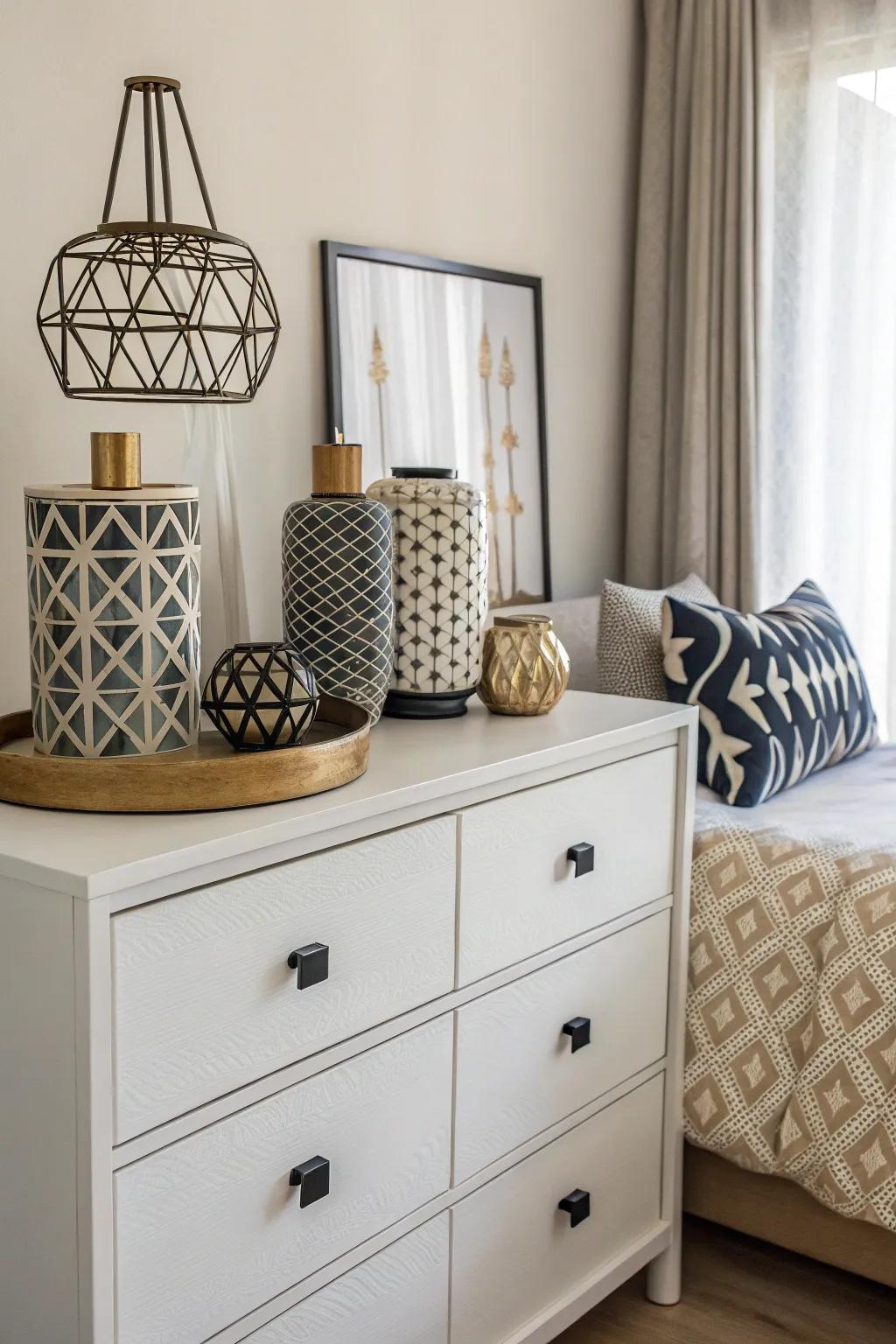 Geometric patterns give a modern, sophisticated look.