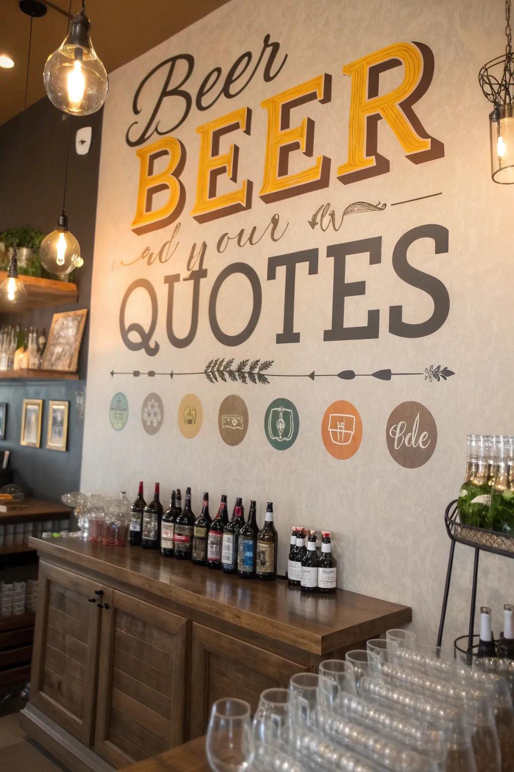 A drink quote wall provides endless inspiration.