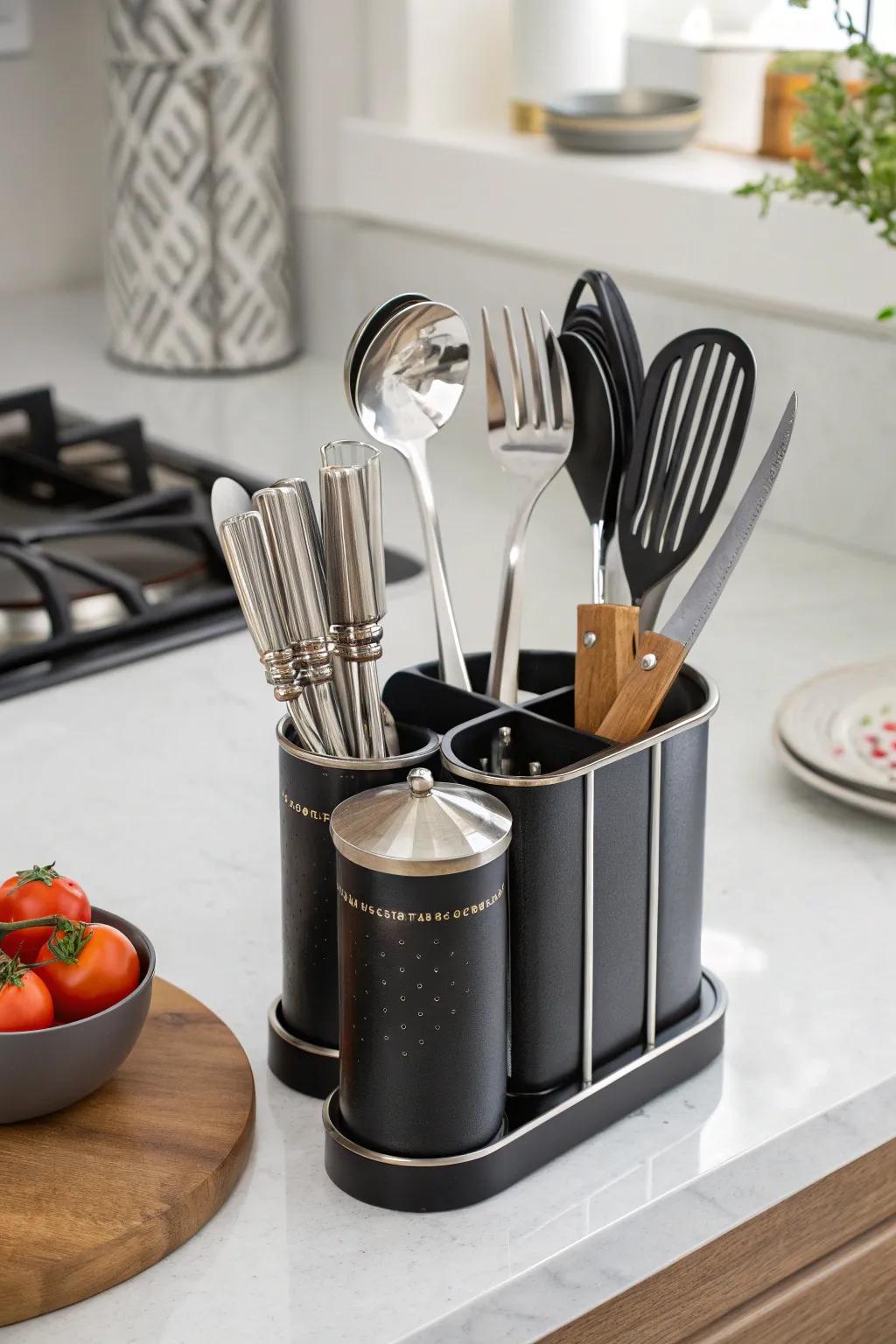 Chic culinary implements unite utility and aesthetic appeal in the cooking space.