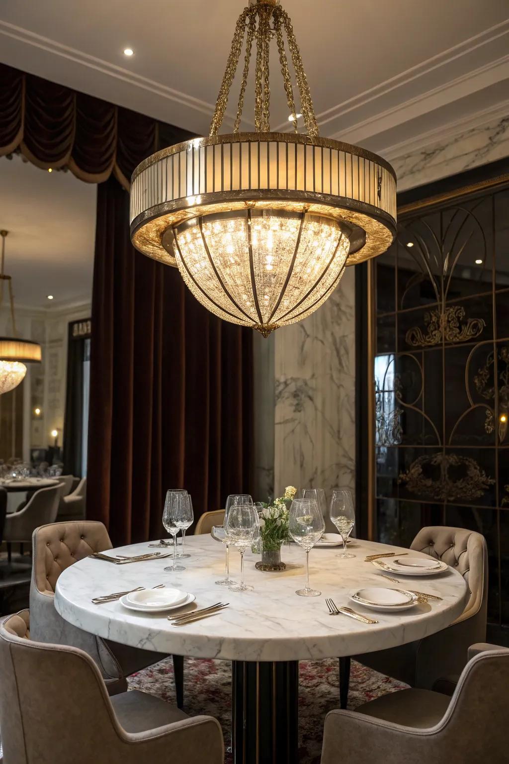 Bring richness to your dining space with Art Deco lighting.