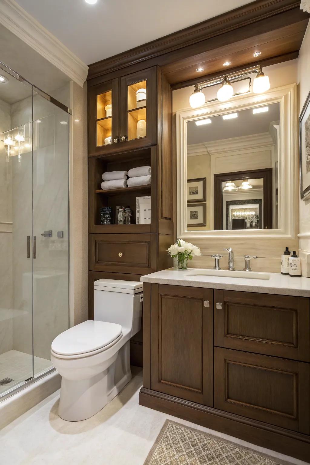 Built-in cabinetry offers a bespoke, polished storage option.