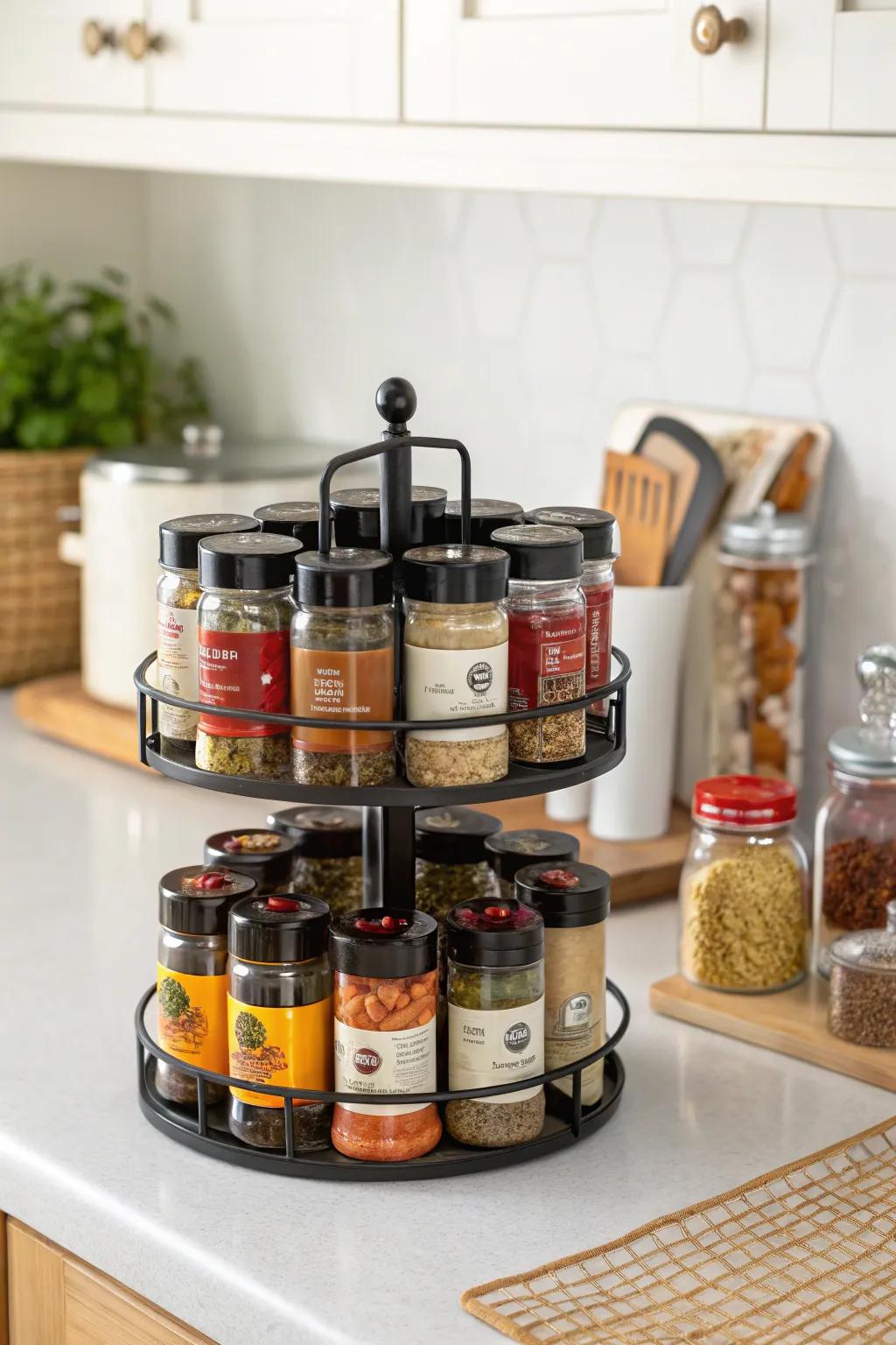 Spice carousel introduces style to your cooking area.