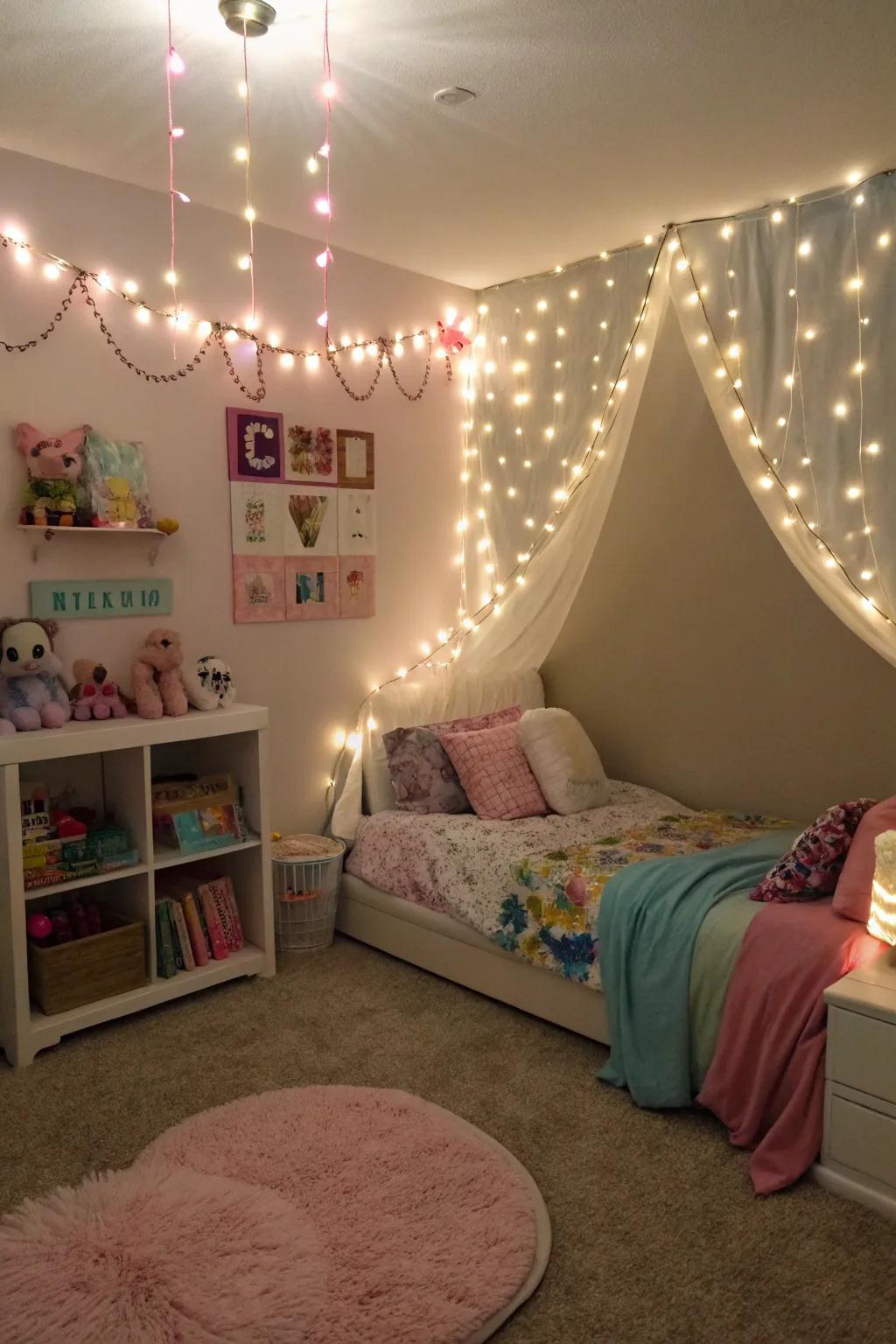 Illuminating string accents that incorporate a magical glow to the area.
