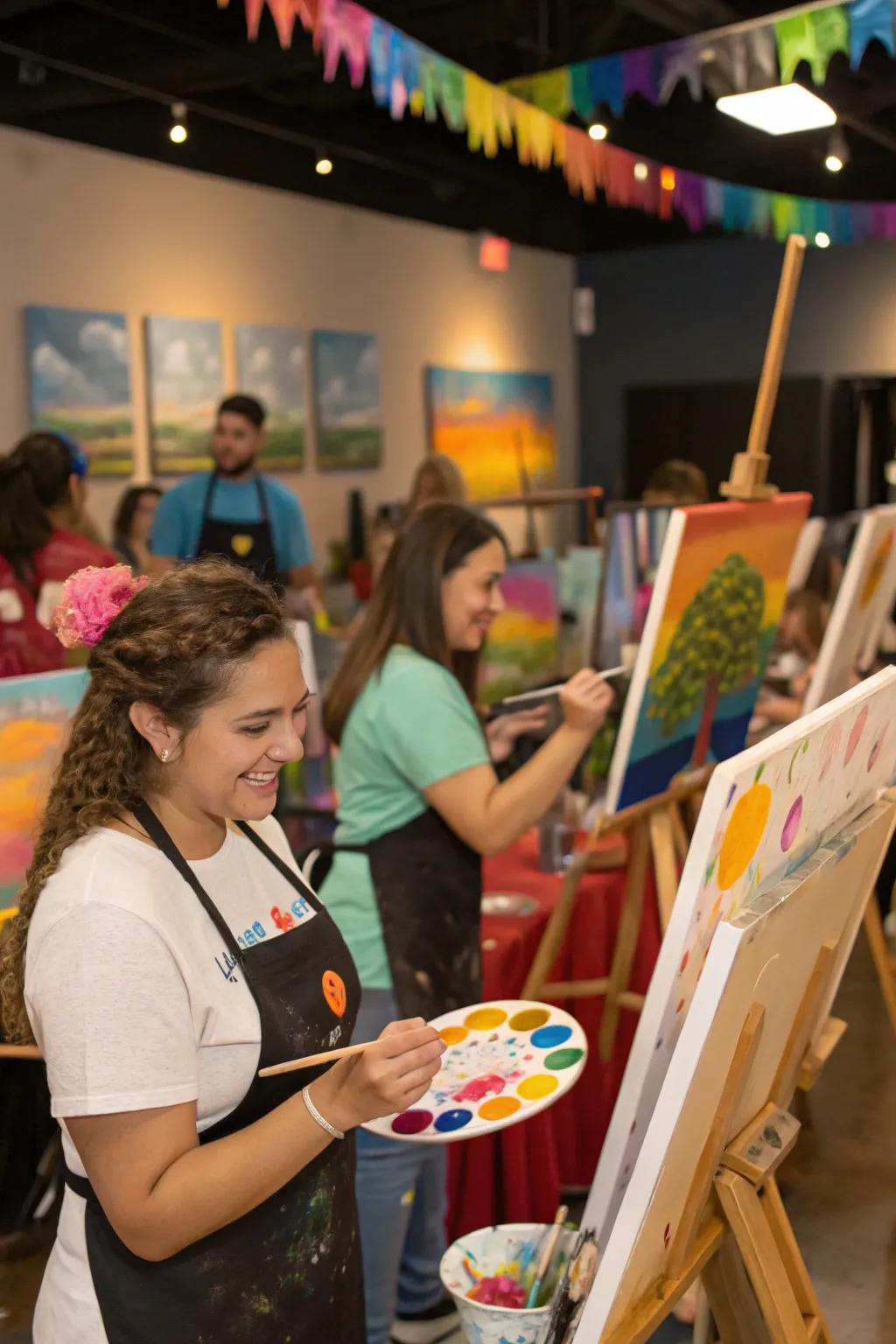 You can celebrate creativity with an artistic paint party.