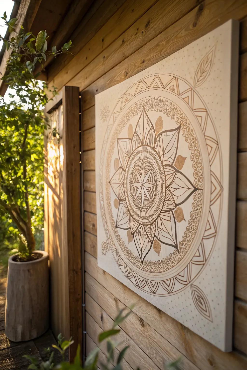 A boho painting exploring the mystical realm of sacred geometry.